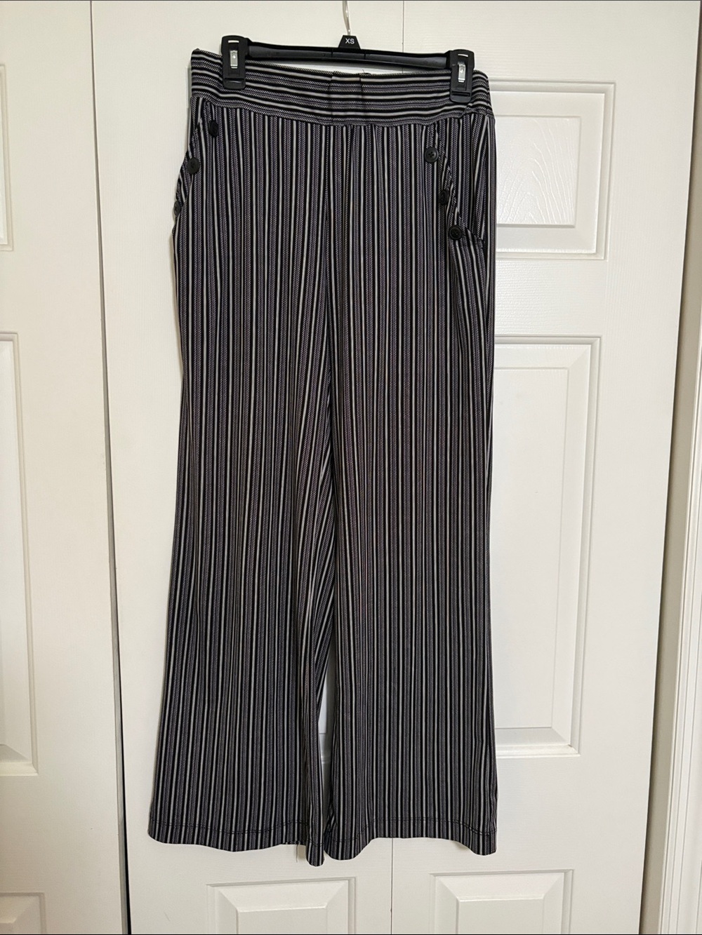 Robert Louis Black & White Pinstripe Wide-Leg Pants